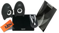 Kit rato óptico USB, tapete de rato, suporte A4, colunas 2.0 Logo