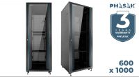 Rack de Suelo PHASAK 19" Pro Server · 600 x 1000 mm · Montado con ventilación y accesorios incluidos