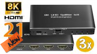 Multiplicador HDMI 2.1 1en3 y Switch 8K@60Hz EDID Negro