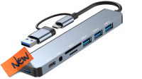 Docking 8en1 USB-C 4x USB3.0 1xTF/SD & Audio 1x USB-C
