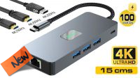 Docking 8in1 USB C M - RJ45, 3xUSB3.0, 2x HDMI4K V2.0B, 1x DP, 100PD