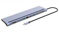 Docking USB-C M-RJ45, VGA, 3xUSB2.0, 1xHDMI 4K@60Hz, USB-C, 2xSD/TF Jack 3.5 100w PD