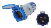 Adaptador inversor industrial  Cetac 2P+T a Schuko hembra con tapa 16A