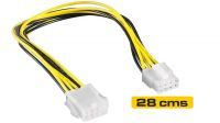 Adaptador de alimentación extensión 8 pines Macho a 8 pines Hembra 0.28m