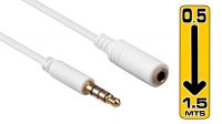 Cabo multimédia extensão stereo M/F Jack 3.5mm 04P Goldplated branco