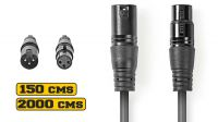Cabo microfone XLR 03P Macho a XLR 03P Fêmea preto