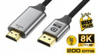 Cabo Displayport V1.4 a HDMI2.1 Goldplated 8K 60Hz M/M 2m