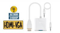 Cable adaptador HDMI Macho a VGA Hembra + audio jack 3.5mm 0.20m