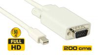 Cabo mini DisplayPort a VGA M compatível com Mac 2 metros branco