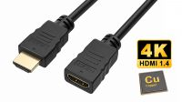 Cabo HDMI-HDMI High Speed e Ethernet M/F 19P 4K 30hz  AWG28 preto 10 m.