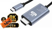 Cabo de monitor USB-C 3.1 a HDMI 2.1 M/M 8K@60Hz preto 2m