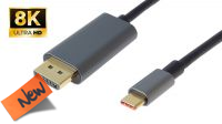 Cabo monitor USB 3.1 a Displayport 1.4 HDCP 2.2 M/M 8K@60Hz 4K@120Hz preto 2m