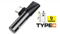 Adaptador Baseus L41 USB-C Macho a conector Jack3.5"+USB-C Hembra fris