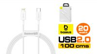 Cabo Baseus USB-C - Lightning, Serie Superior PD20W branco 1 m.