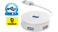 Hub 4in1 Baseus 4p 1x USB 3.0, 3x USB 2.0, 1x USB micro B branco 15cm