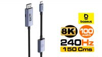 Cabo adaptador Baseus USB-C M DP M 8K@60Hz 4K@240Hz PD100W nylon preto 1.5m