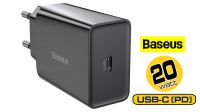 Carregador Baseus 1x USB-C 20W QC Máx. 3A preto