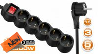 Regleta 5 tomas Schuko 16A con interruptor Negra