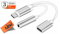 Cabo adaptador cRadia USB C para conetor Jack 3.5+ USB C - F cinza