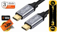 Cabo cRadia USB-C - C M/M Gen2 3.2 100W-20 Gbps 4K 60hz blindado