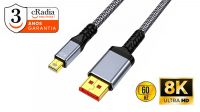 Cabo cRadia mini DisplayPort a DisplayPort V1.4   8K@60Hz,4K@120Hz Nylon cinza 2 m.