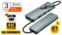 Docking cRadia 12in1 USB C M - RJ45 VGA 2xUSB3.0 2xUSB2.0 2xHDMI 2xSD/TF Jack3.5 87W PD
