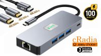 Docking 8in1 cRadia USB C M - RJ45, 3xUSB3.0, 2x HDMI4K V2.0B, 1x DP, 100PD