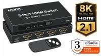 Switch HDMI V2.1 3 portas 8K@60Hz HDCP2.2 com comando