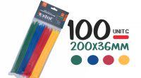 Kit abraçadeiras 4 cores 3.6 mm x 200 mm. (100)