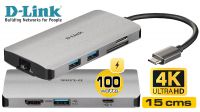 Docking D-Link DUB-M810 USB-C 8in1 HDMI, RJ45, 3xUSB3.0, microSD - PD 100w