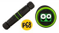 Conector união exterior para fibra óptica duplex LC/APC IP68