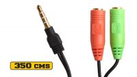 Cabo jack 3.5mm 4 pinos M - 1x Jack 3.5 ST / 1x Jack 3.5mm micro mono preto F 3.5m