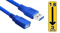 Cabo USB 3.0 A/A  M/F em azul