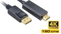 Cabo Displayport V1.4 a HDMI 2.0  Goldplated M/M preto 1.80 m.