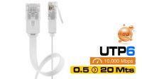 Cabo de rede PHASAK Flat U/UTP RJ45-RJ45 Cat.6 CU branco