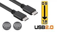 Cabo dados/carga USB-C (V.2.0) M/M (0,5-3Mts) - Negro