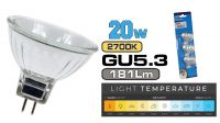 Foco de halógeno reflector dicróico 20W GX5.3 bi-pin 2Kh (3unid)