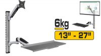 Suporte de parede com braço LCD 13" a 27" e suporte teclado cinzento