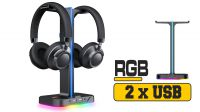 Suporte de mesa Havit TH650 para asucultadores USB com RGB