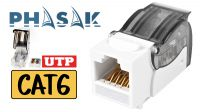 Conector Keystone Phasak UTP Cat.6 toolless 90º branco