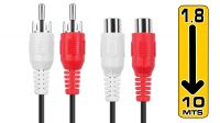 Cabo multimédia 2 RCA Macho a 2 RCA Fêmea