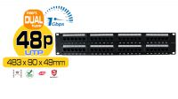 Panel de transferencia UTP 19" 48 puertos Cat.5E 2U dual block