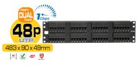 Panel de transferencia 48 puertos UTP Cat.5E 2U 19" Dual Block