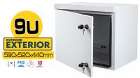 Armario mural 19" exterior IP65 9U 520mm x 590mm x 430mm puerta metálica Gris