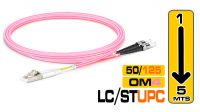 Cable de fibra óptica MM OM4 50/125 LC-ST/UPC DX LSZH Violeta 2m