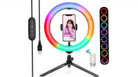 Anel de luz 10.2 para video conferência, computador, USB reg. intensidade RGBW
