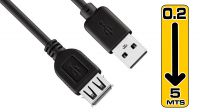 Cabo de extensão USB 2.0 Tipo A Macho a A Fêmea