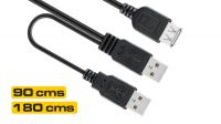 Cabo de extensão Dual USB A Macho a USB A Fêmea 1.8m