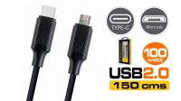 Cable USB-C M-USB 2.0 Micro B - M  Max.2.4Amp negro  1.5m.