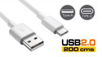 Cabo USB 3.1 C Macho a USB 2.0 A Macho branco